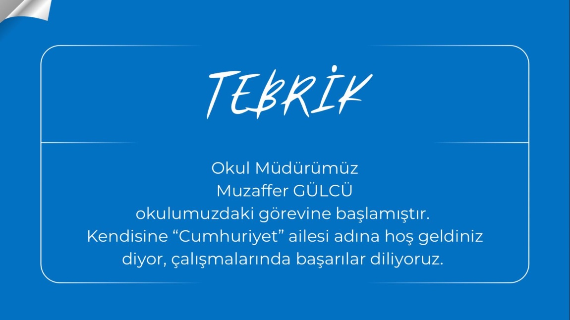 Okul Müdürümüz Muzaffer GÜLCÜ görevine başladı.